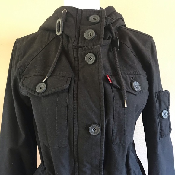Levi’s women hooded black anorak cotton jacket size xs - Picture 16 of 16